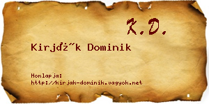 Kirják Dominik névjegykártya